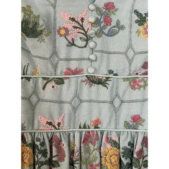 Mac‎ Duggal Dress Gown Size 2 Boho Cottage Peasant Floral Embroidered - Picture 11 of 12